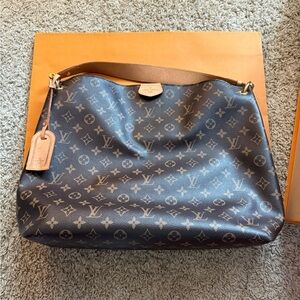 Louis Vuitton Blue and Brown Monogram Hobo Bag